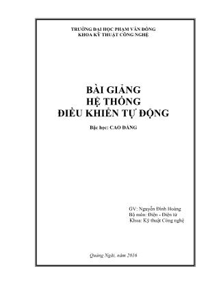 Giáo trình môn Hệ thống điều khiển tự động