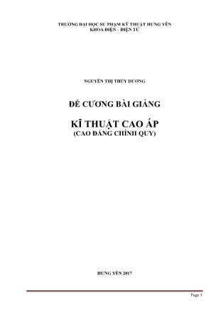 Giáo trình môn Kỹ thuật cao áp