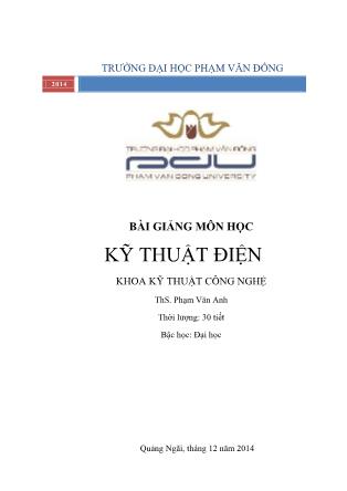 Giáo trình môn Kỹ thuật điện