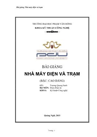 Giáo trình Nhà máy điện và trạm