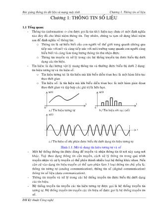 Giáo trình Thông tin dữ liệu và mạng máy tính - Chương 1: Thông tin số liệu