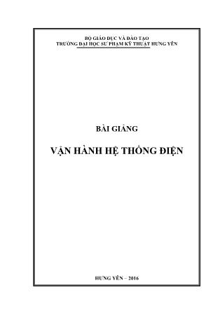 Giáo trình Vận hành hệ thống điện