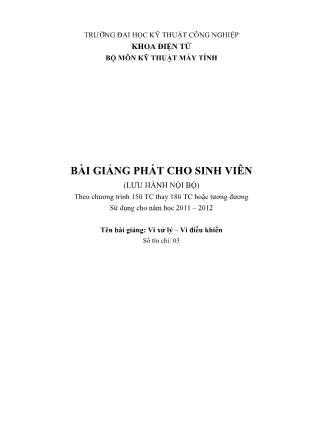 Giáo trình Vi xử lý. Vi điều khiển