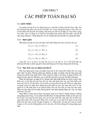 Giáo trình Xử lý ảnh - Chương 7: Các phép toán đại số