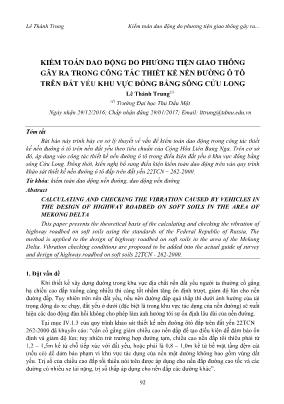 Kiểm toán dao động do phương tiện giao thông gây ra trong công tác thiết kế nền đường ô tô trên đất yếu khu vực đồng bằng sông Cửu Long