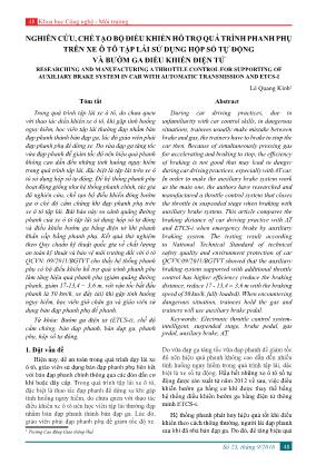 Nghiên cứu, chế tạo bộ điều khiển hỗ trợ quá trình phanh phụ trên xe ô tô tập lái sử dụng hộp số tự động và bướm ga điều khiển điện tử