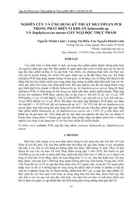 Nghiên cứu và ứng dụng kỹ thuật multiplex pcr trong phát hiện vi khuẩn salmonella sp. và staphylococcus aureus gây ngộ độc thực phẩm