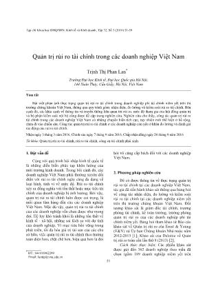 Quản trị rủi ro tài chính trong các doanh nghiệp Việt Nam