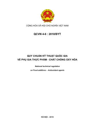 Quy chuẩn kỹ thuật quốc gia về phụ gia thực phẩm - Chất chống oxy hóa