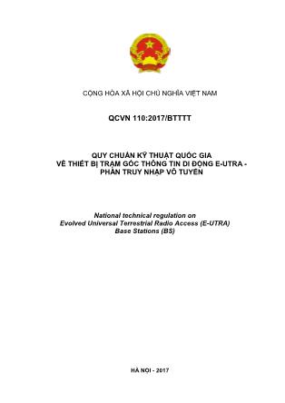 Quy chuẩn kỹ thuật quốc gia về thiết bị trạm gốc thông tin di động E-Utra - phần truy nhập vô tuyến