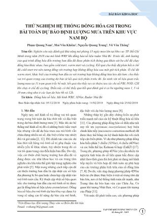 Thử nghiệm hệ thống đồng hóa GIS trong bài toán dự báo định lượng mưa trên khu vực Nam Bộ