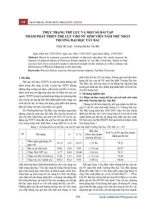 Thực trạng thể lực và một số bài tập nhằm phát triển thể lực cho nữ sinh viên năm thứ nhất trường Đại học Tây Bắc