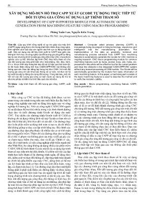 Xây dựng mô-đun hỗ trợ capp xuất gcode tự động trực tiếp từ đối tượng gia công sử dụng lập trình tham số