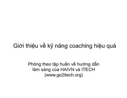 Bài giảng Giới thiệu về kỹ năng coaching hiệu quả