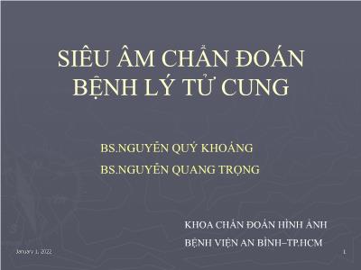 Bài giảng Siêu âm chẩn đoán bệnh lý tử cung