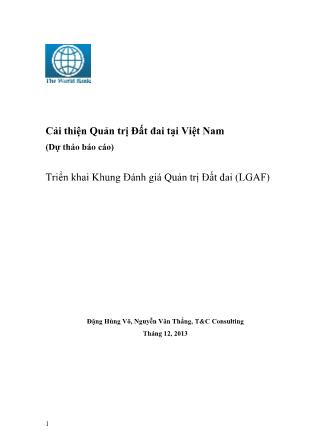 Báo cáo Cải thiện quản trị đất đai tại Việt Nam