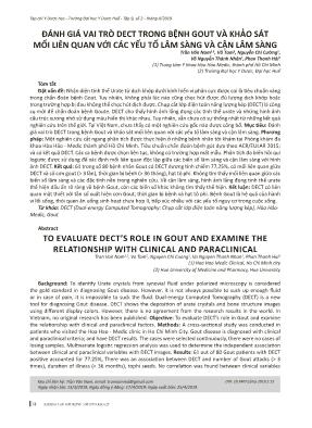 Đánh giá vai trò dect trong bệnh gout và khảo sát mối liên quan với các yếu tố lâm sàng và cận lâm sàng