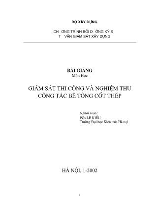 Giáo trình Giám sát thi công và nghiệm thu công tác bê tông cốt thép