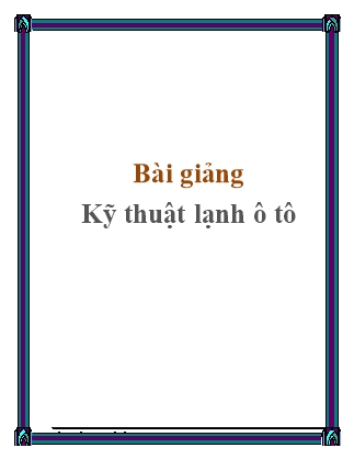 Giáo trình Kỹ thuật lạnh ô tô