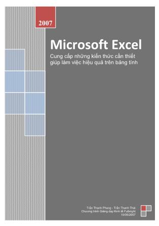 Giáo trình Microsoft Excel 2007 Giáo trình Microsoft Excel 2007