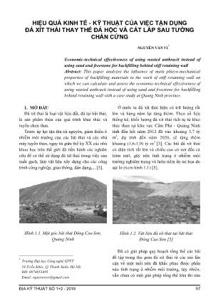 Hiệu quả kinh tế - Kỹ thuật của việc tận dụng đá xít thải thay thế đá hộc và cát lấp sau tường chắn cứng