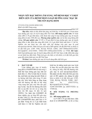 Nhận xét đặc điểm lâm sàng, mô bệnh học và đột biến gen của bệnh nhân loạn duỡng giác mạc di truyền dạng đốm