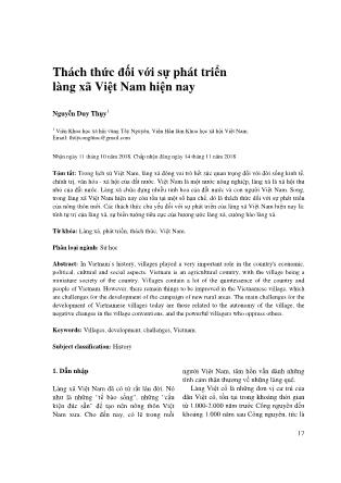 Thách thức đối với sự phát triển làng xã Việt Nam hiện nay