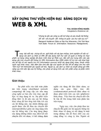 Xây dựng thư viện hiện đại bằng dịch vụ Web và XML