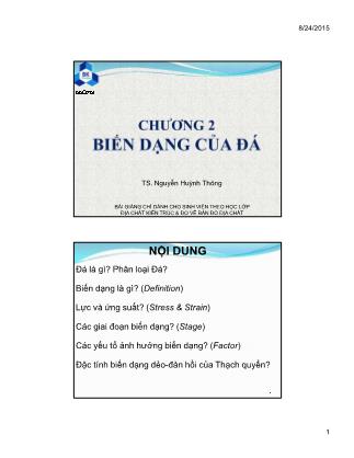 Bài giảng Bản đồ và bản đồ địa chất - Chương 2: Biến dạng của đá