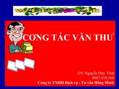 Bài giảng Công tác văn thư - Nguyễn Duy Vĩnh