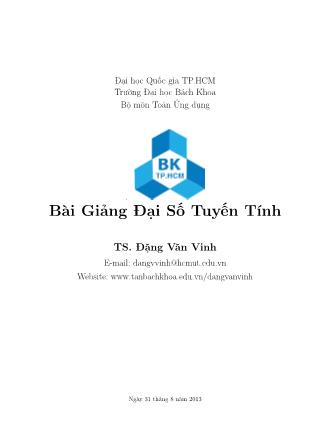 Bài Giảng Đại Số Tuyến Tính - Đặng Văn Vinh