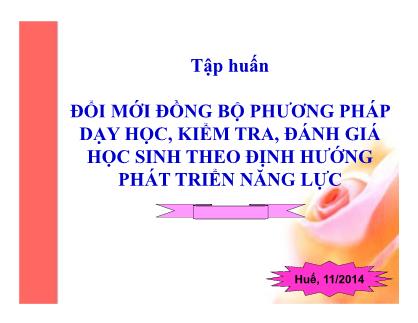 Bài giảng Đổi mới đồng bộ phương pháp dạy học, kiểm tra, đánh giá học sinh theo định hướng phát triển năng lực