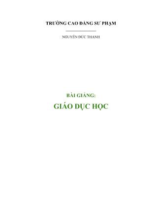 Bài giảng Giáo dục học