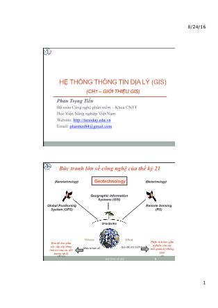 Bài giảng Hệ thống thông tin Địa lý (Gis) - Chương 1: Giới thiệu GIS