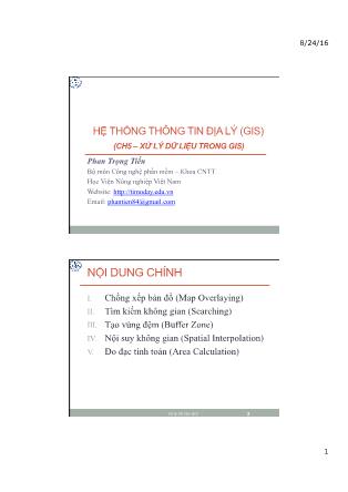 Bài giảng Hệ thống thông tin Địa lý (Gis) - Chương 5: Xử lý dữ liệu trong GIS