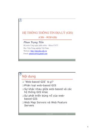 Bài giảng Hệ thống thông tin Địa lý (Gis) - Chương 6: Web GIS