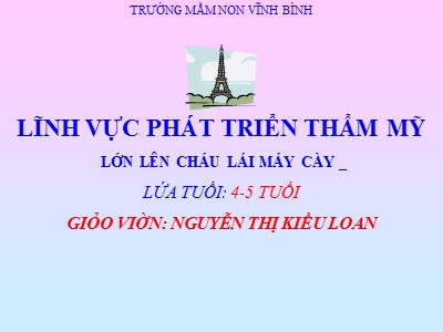 Bài giảng Mầm non Lớp Chồi - Đề tài: Lớn lên cháu lái máy cày - Nguyễn Thị Kiều Loan