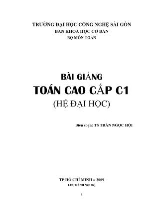 Bài giảng Toán cao cấp C1 (Hệ đại học)