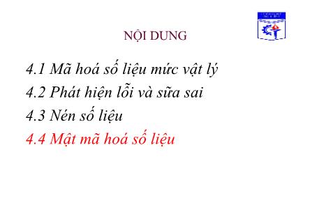 Bài giảng Truyền số liệu - Chương 4: Xử lý số liệu truyền (Phần 2)