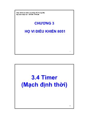 Bài giảng Vi xử lý - Chương 3 - Timer (Mạch định thời)