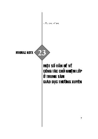 Bồi dưỡng giáo viên GDTX - Module 23: Một số vấn đề công tác chủ nhiệm lớp ở trung tâm giáo dục thường xuyên