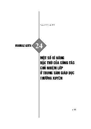 Bồi dưỡng giáo viên GDTX - Module 24: Một số kĩ năng đặc thù của công tác chủ nhiệm lớp ở trung tâm giáo dục thường xuyên