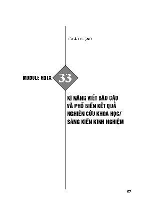 Bồi dưỡng giáo viên GDTX - Module 33: Kỹ năng viết Báo cáo và phổ biến kết quả nghiên cứu khoa học, sáng kiến kinh nghiệm