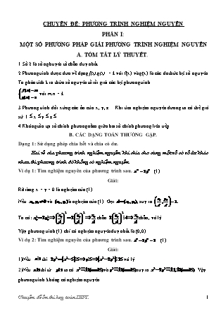 Chuyên đề ôn thi hsg toán THPT - Phương trình nghiệm nguyên