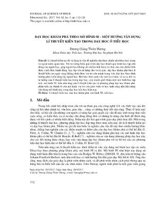 Dạy học khám phá theo mô hình 5e - Một hướng vận dụng lí thuyết kiến tạo trong dạy học ở tiểu học