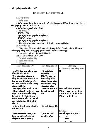 Giáo án Toán Lớp 6 - Học kì II - Năm học 2016-2017