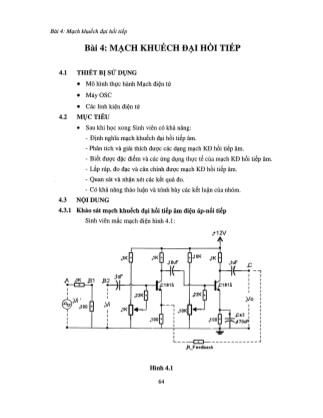 Giáo trình Thí nghiệm mạch điện tử 1 (Phần 2)