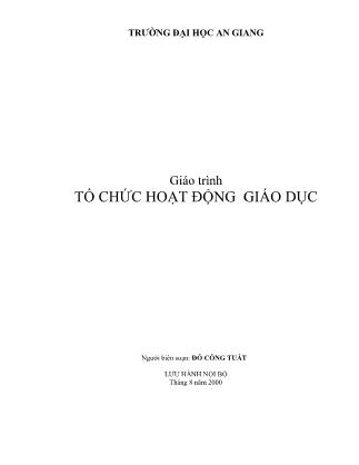 Giáo trình Tổ chức hoạt động giáo dục