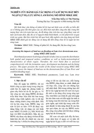 Nghiên cứu đánh giá tác động của sử dụng đất đến ngập lụt hạ lưu sông Lam bằng mô hình mike she