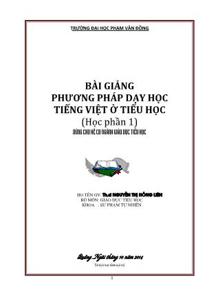 Tài liệu Phương pháp dạy học Tiếng Việt ở Tiểu học (Học phần 1) dùng cho hệ Cao đẳng ngành giáo dục Tiểu học